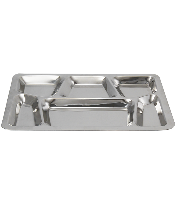 Stainless Steel Laser Partition Plate 6-in-1 -Set of 6 Bhojan Thali/Dinner Plate - Ideal for Indian ( Square Set Of-4)